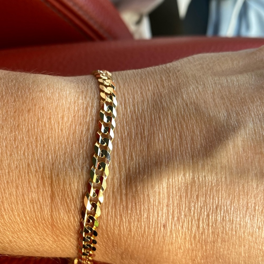5mm 14k yellow gold Cuban concave Bracelet 7.5" - Picture 4 of 8